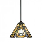 Suspension inglenook, bronze et verre tiffany, 20 cm