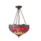 Suspension inversée 40 cm dragonfly red, verre et métal