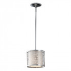 Suspension joplin, chrome et soie blanche, 1 ampoule