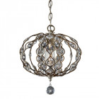 Suspension leila, argent bruni et cristal , 1 ampoule