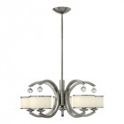 Suspension monaco, nickel brossé, verre opale et cristal, 5 ampoules