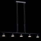 Suspension noire techno 5 ampoules 150 cm