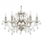 Suspension paris, argent satiné et cristal, 6 ampoules Suspension paris, argent satiné et cristal, 6 ampoules