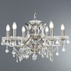 Suspension paris, argent satiné et cristal, 6 ampoules