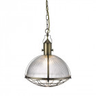 Suspension pendant largeur 31 cm, en laiton antique et verre