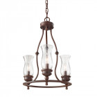 Suspension pickering lane, bronze et verre, 3 ampoules
