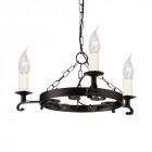 Suspension rectory, fer forgé noir, 3 ampoules