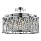 Suspension ronde 5 ampoules elise, en chrome, aluminium et cristal