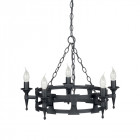 Suspension saxon, fer forgé, noir, 5 ampoules