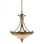 Suspension stirling castle, bronze et verre, 3 ampoules