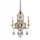 Suspension valentina, bronze oxydé, décors en cristal, 4 éclairages