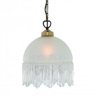 Suspension victoriana, en laiton antique et verre acide Suspension victoriana, en laiton antique et verre acide