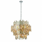 Suspension viviana, chrome et cristal, 15 ampoules