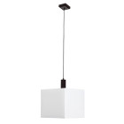 Suspension waverley, en argent satiné et bois avec abat-jour blanc