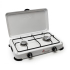 Table de cuisson gaz portable 2 feux 3200 w butane/ propane blanc laqué - couvercle