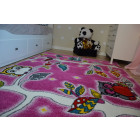 Tapis kids forêt rose c427 - Dimension au choix