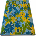 Tapis kids papillon bleu c429 - Dimension au choix