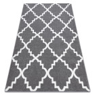 Tapis sketch - f343 gris et blanc trèfle marocain trellis - Dimension au choix