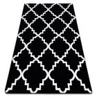 Tapis sketch - f343 noir et crème trèfle marocain trellis - Dimension au choix