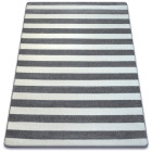 Tapis sketch - f758 gris et blanc - rayures - Dimension au choix