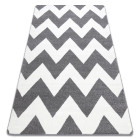 Tapis sketch - fa66 gris et blanc - zigzag - Dimension au choix