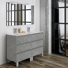 Meuble de salle de bain 120cm double vasque - 6 tiroirs - tiris 3c - ciment (gris)