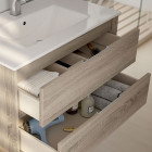 Ensemble meuble de salle de bain 80cm simple vasque + colonne de rangement iris - ciment (gris)