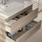 Ensemble meuble de salle de bain 120cm double vasque + colonne de rangement iris - ciment (gris)