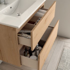 Ensemble meuble de salle de bain 100cm simple vasque + colonne de rangement mig - roble (chêne clair)