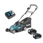 Tondeuse MAKITA 36V - 2x18V Li-ion - largeur de coupe 43cm - 2 batteries + 1 chargeur rapide - DLM431Z-P