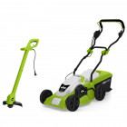 Pack vitogarden tondeuse electrique 1400w moteur induction coupe 34 cm + coupe bordure 250w tête automatique