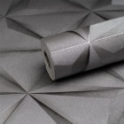 Papier peint intissé vinyle - Effet 3D - Modèle triangle gris