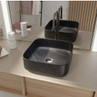Vasque à poser carrée en céramique noire mat effet marbre 38x38x14 cm - BLACK MARBLE Aurlane - VAS073