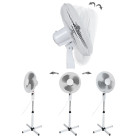 Ventilateur sur pied réglable 3 vitesses auto-rotation       blanc