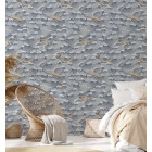 Papier peint vintage avec vagues et baleines - BALENE ONDE++