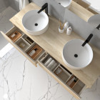 Meuble de salle de bain avec vasques rondes balea et miroir avec appliques - blanc - 120cm