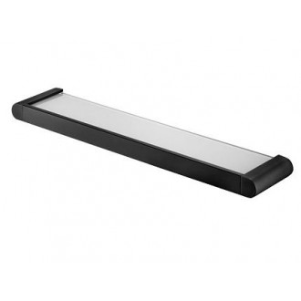 Tablette étagère en verre dépoli avec support satiné Noir