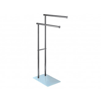 Porte serviette double sur pied à poser inox chromé