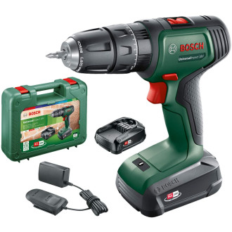 Perceuse percussion universalimpact 18 bosch + 2 batteries 1,5ah + coffret - 06039d4102