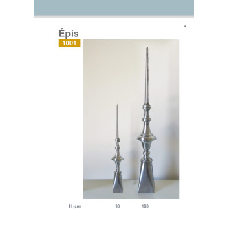 Epi de faîtage en zinc naturel  hauteur 180 cm - 1001-180