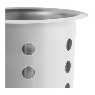 Pot range-couverts diamètre 115 mm acier inoxydable poli brillant et perforé 