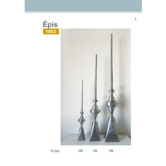 Epi de faîtage en zinc naturel  hauteur 150 cm - 1002-150
