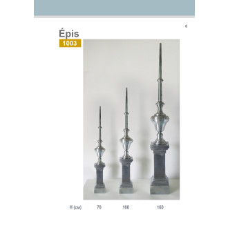 Epi de faîtage en zinc naturel  hauteur 160 cm - 1003-160