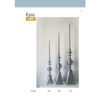 Epi de faîtage en zinc naturel  hauteur 145 cm - 1006-145