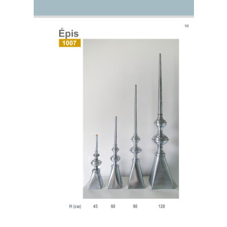 Epi de faîtage en zinc naturel  hauteur 60 cm - 1007-60