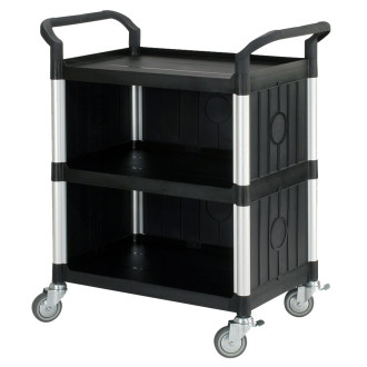 Chariot modèle 808C, 3 plateaux, noir, Fermé sur 3 côtes