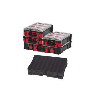 Pack milwaukee packout organiseur 10 casiers épais - 3 organiseurs 5 casiers - insert personnalisable