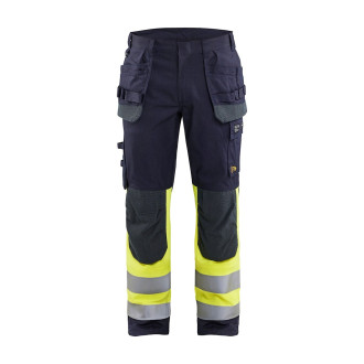 Pantalon multinormes inhérent avec poches flottantes Marine/Jaune-Fluo 14891512 - Taille au choix