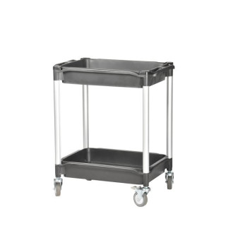 Chariot petit modèle 608E, 2 plateaux à rebords, noir
