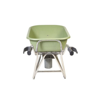 Brouette electrique Caisse en PEHD vert 90L. Roue anti-crevaison